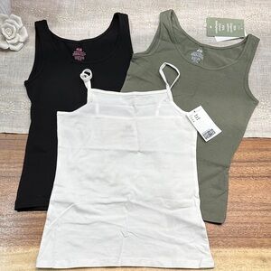 GIRLS SZ: 8-10  H&M 3 TANKTOP SET - BRAND NEW W/TAGS NWT BLACK WHITE OLIVE GREEN